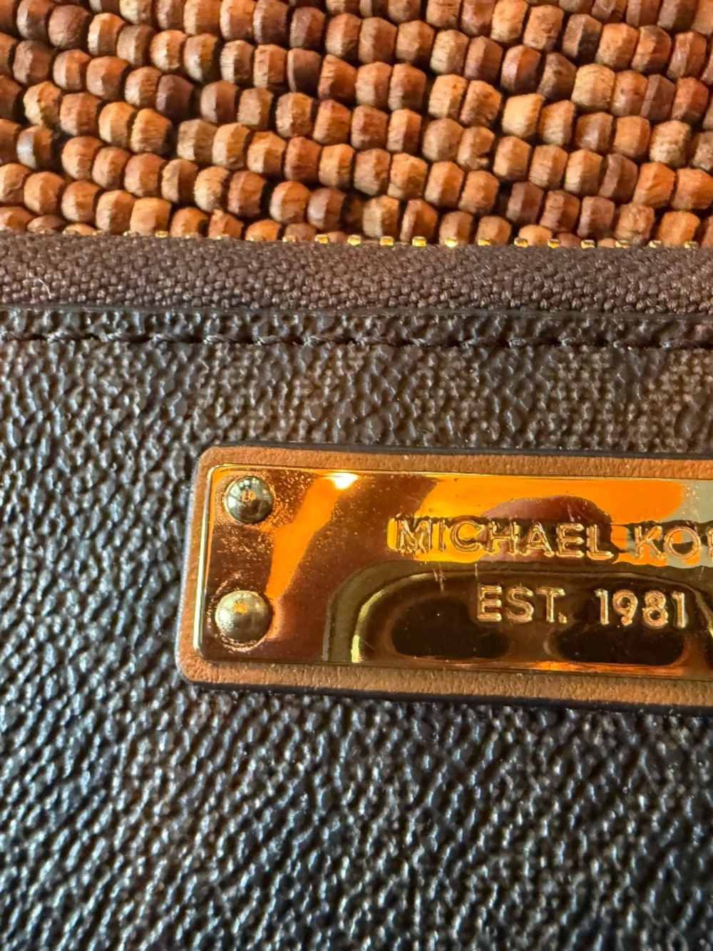 Michael Kors Brown Signature Logo Zip-Around Wristlet Wallet